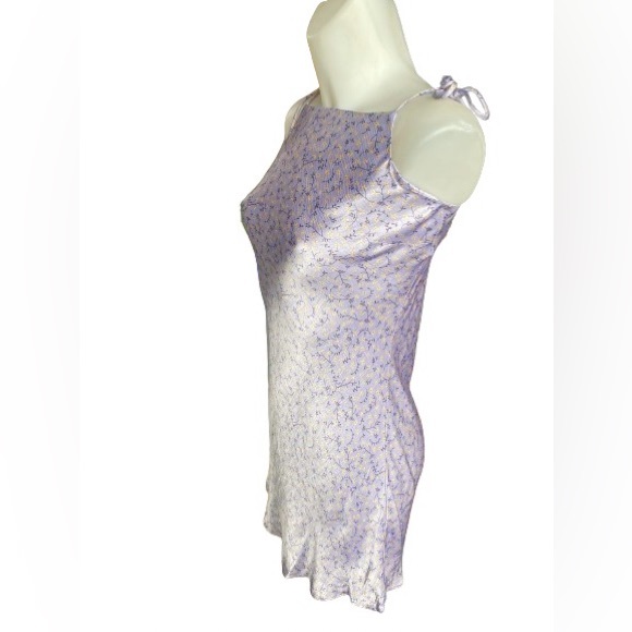 Zara Lilac Floral Sleeveless Satin Look & Feel Mini Ditsy Slip Dress NWT S - Picture 7 of 13